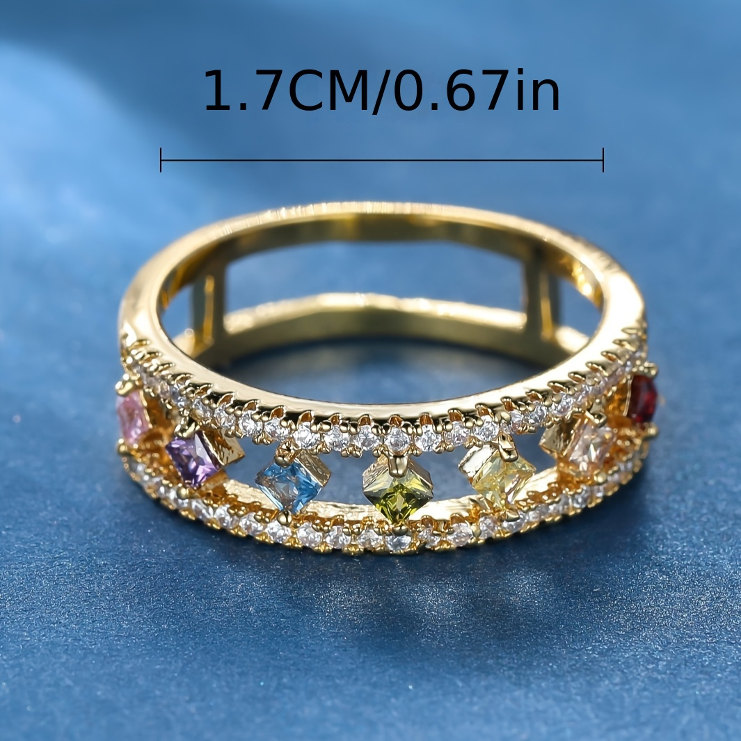 Bohemian Hollow-Out Ring with Multi-Colored Zirconia